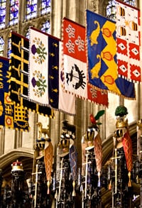 Garter Knights banner, crest and sword