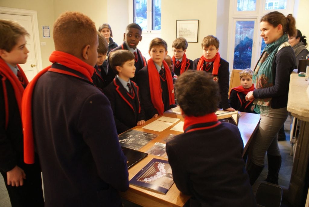 Choristers visiting the archives