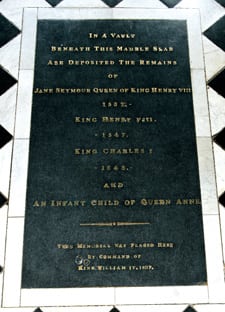 Royal Burials in the Chapel  by location College of St George