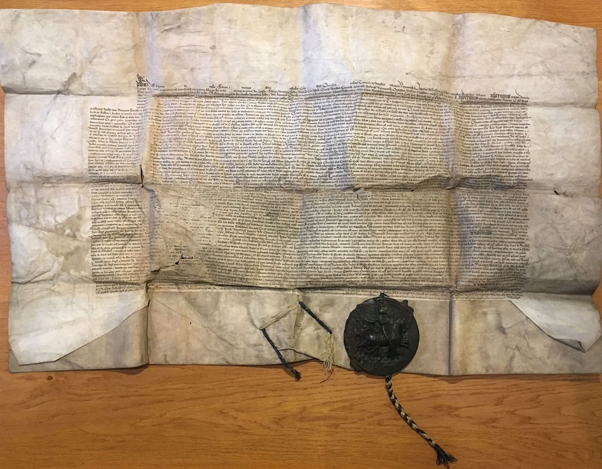 Edward IV's seal re-confirms a grant of privileges originally made by the Earl of Chester in the thirteenth century.