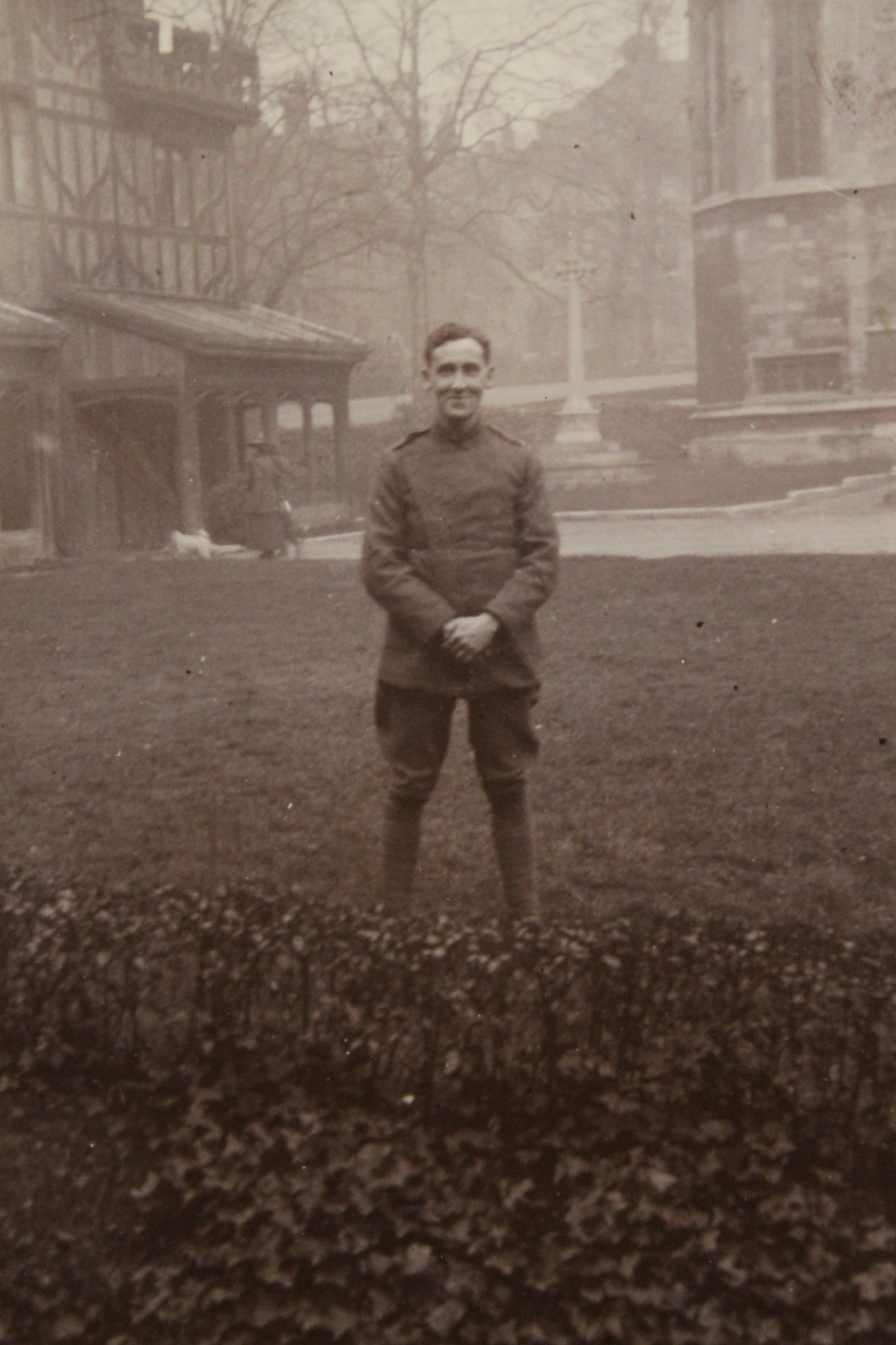 Alec Naylor in uniform in the Horseshoe Cloister