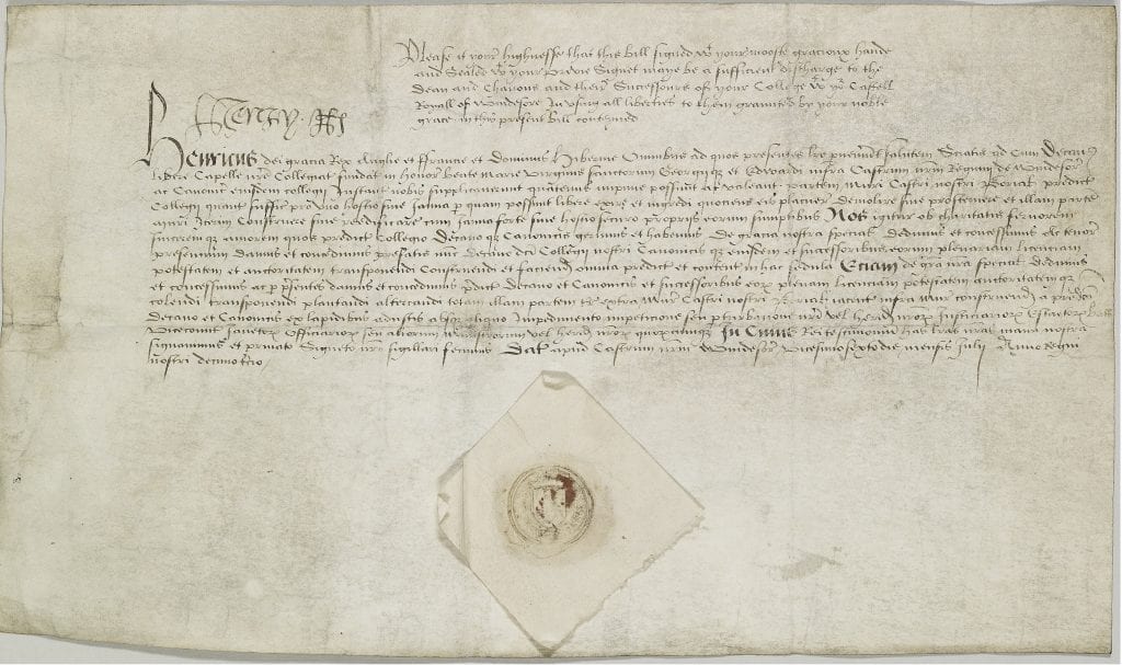 Digital image (DIG DOC.11) of SGC X.3.4. In 1521 Henry VIII signed a licence to create a door in the north wall of Windsor Castle.