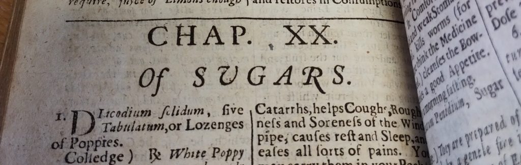 A printed book chapter heading 'Chap. XX.' of sugars
